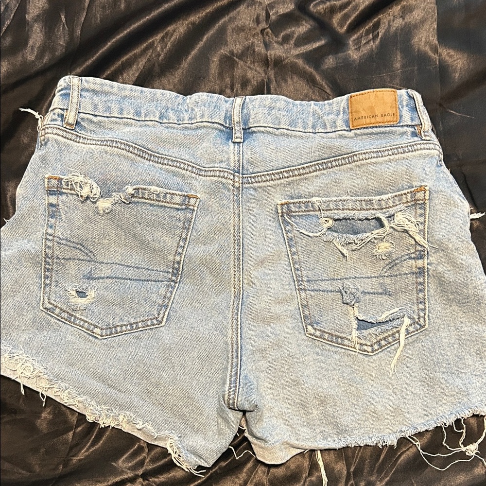 American Eagle Outfitters Light Blue Distressed Jean Shorts